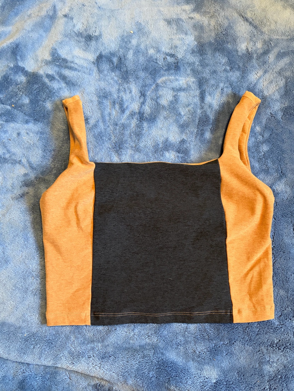 Beyond Yoga Two-Tone Black and Tan Crop Tank